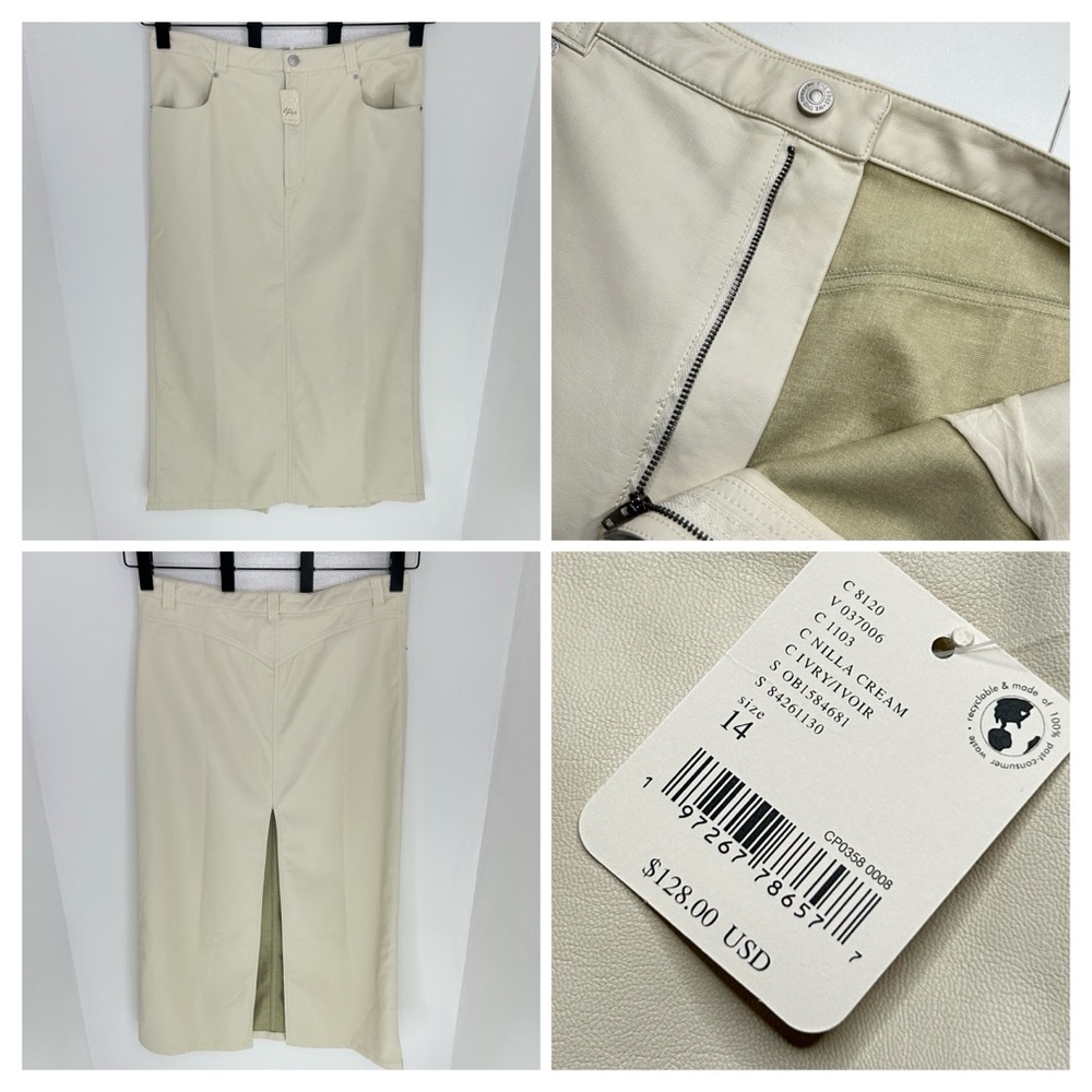 Free People NWT City Slicker‎ Vegan Leather Nilla Cream Maxi Skirt Size 14 $128